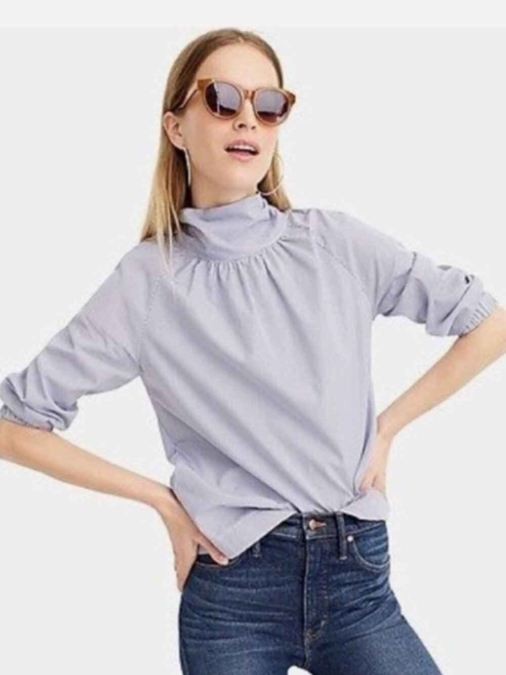 Thomas Mason Shirting for J. Crew Women's I1980Shirt Mid Blue White Stripes 2